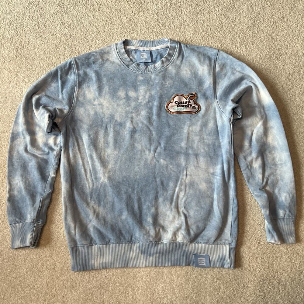 Burger King Cotton Candy Cloud Blue Medium Tie Dye Crewneck Sweatshirt Pullover
